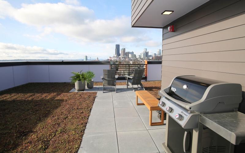 rooftop grill with city views